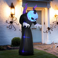 Gespenst mit Kürbiskopf Halloweendeko aufblasbar mit blauem Flammeneffekt 88 x 79 x 210cm
