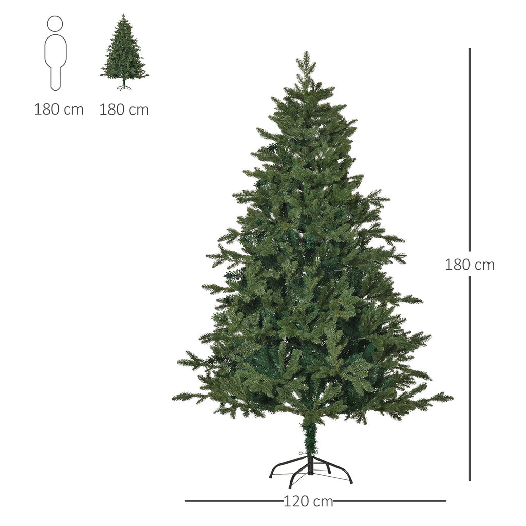 Künstlicher Weihnachtsbaum 180 cm Tannenbaum künstlich mit 748 Spitzen, 3 verschiedenen Blätterformen flammhemmend Christbaum mit Metallständer für drinnen
