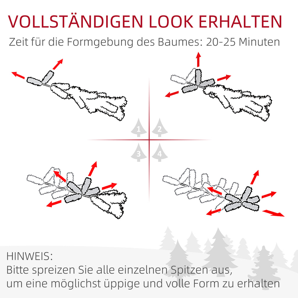 Künstlicher Weihnachtsbaum, schneebedeckt, schmales Design, feuerfest, 180 cm, Grün/Weiß