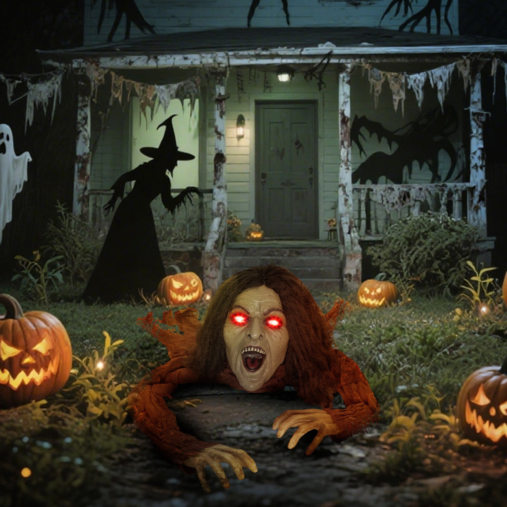 Kriechende Zombie-Dekoration für Halloween, Sounds, Lichter, Batteriebetrieb