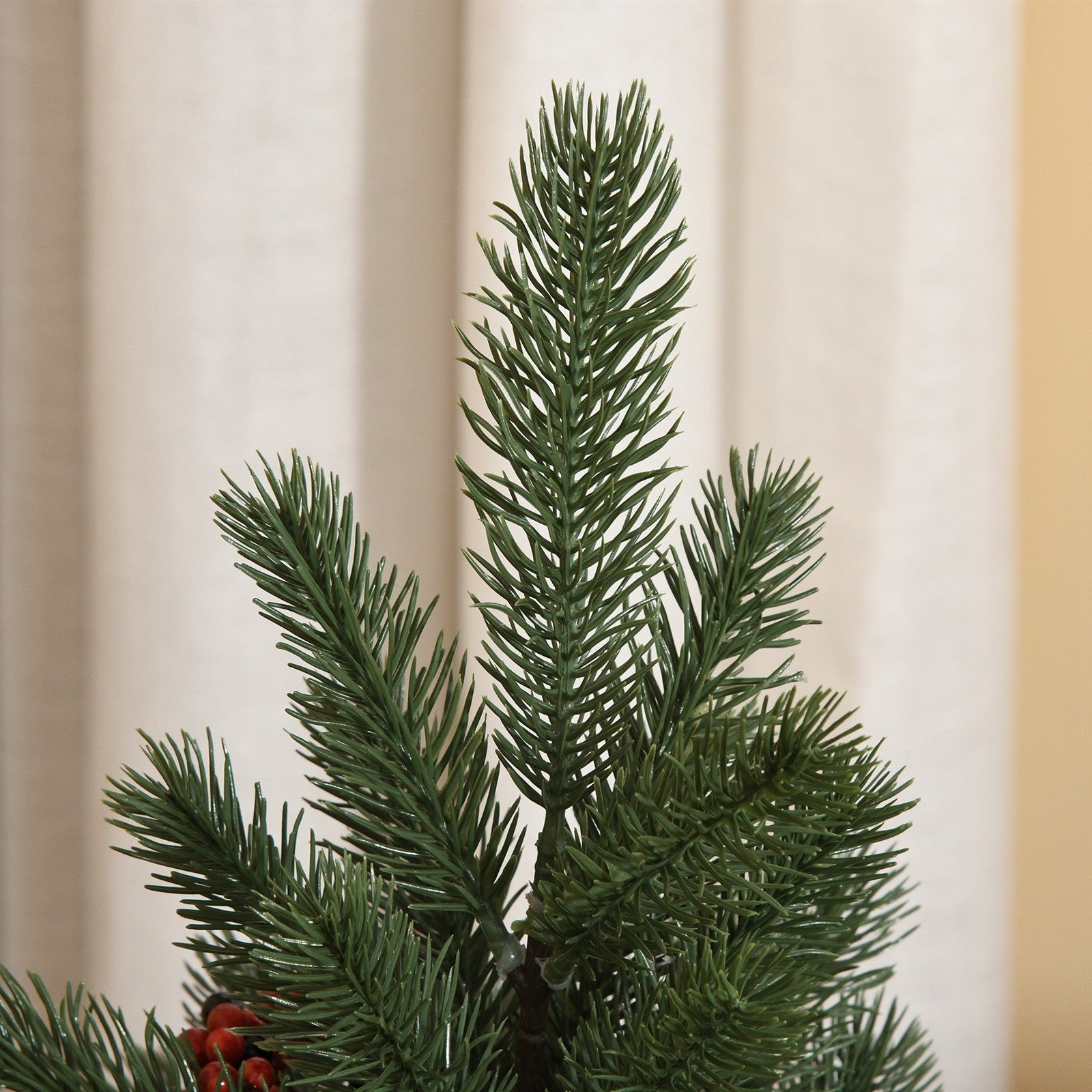 Mini-Weihnachtsbaum Weihnachtsdekoration, inkl. Schmuck, rote Beeren, 50 cm hoch, inkl. Zementsockel, Grün + Mehrfarbig