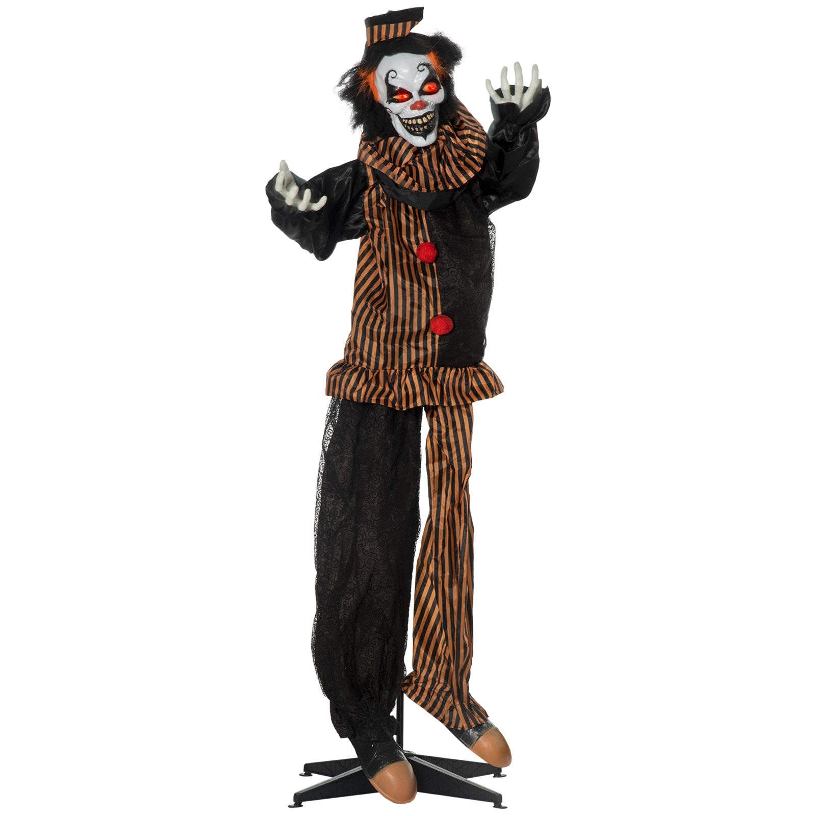 Halloween-Dekoration Horror-Clown mit Spezialeffekten und Soundfunktion 100 cm x 18 cm x 153 cm