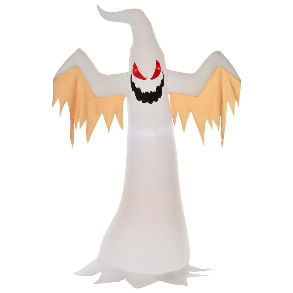 Halloween aufblasbares Gespenst 2,4 m Dekoration mit LEDs IP44 Selbstaufblasender Polyester Weiß + Rot 150 x 80 x 240 cm