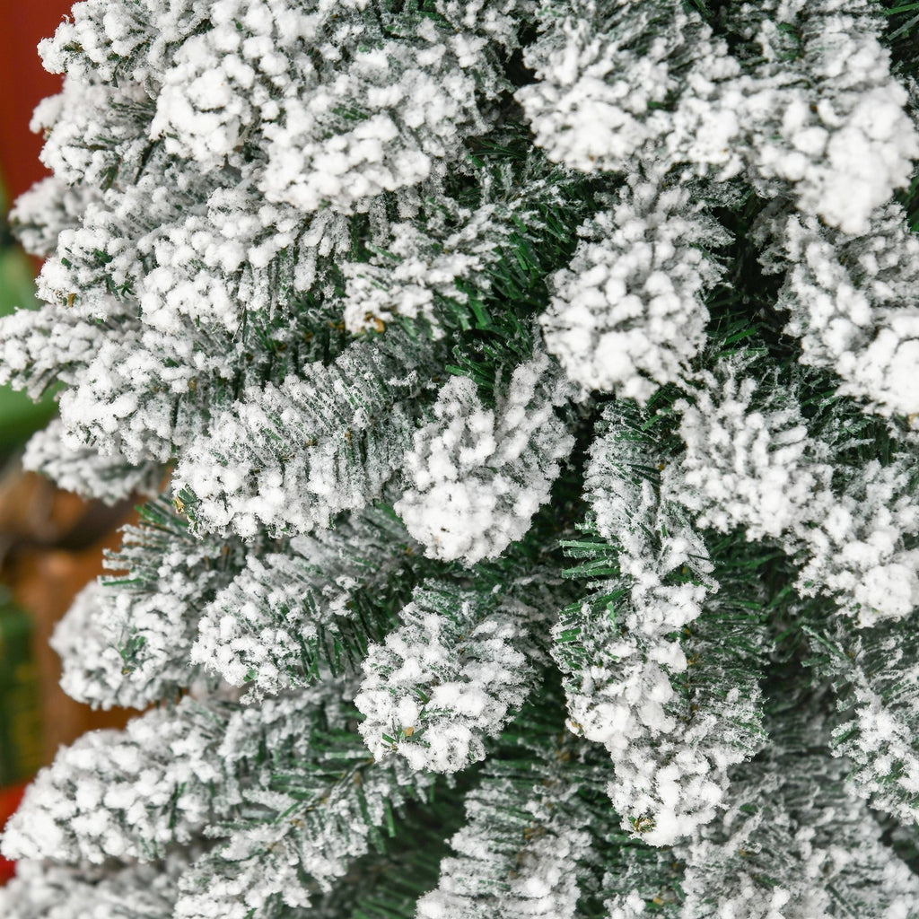 Künstlicher Weihnachtsbaum, schneebedeckt, schmales Design, feuerfest, 210 cm, Grün/Weiß