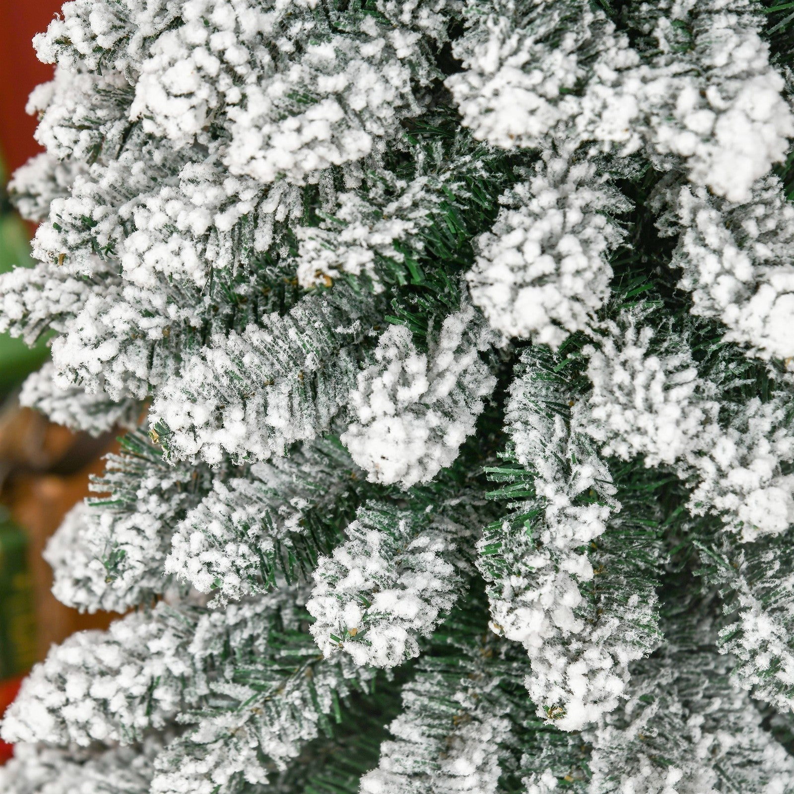 Künstlicher Weihnachtsbaum, schneebedeckt, schmales Design, feuerfest, 210 cm, Grün/Weiß