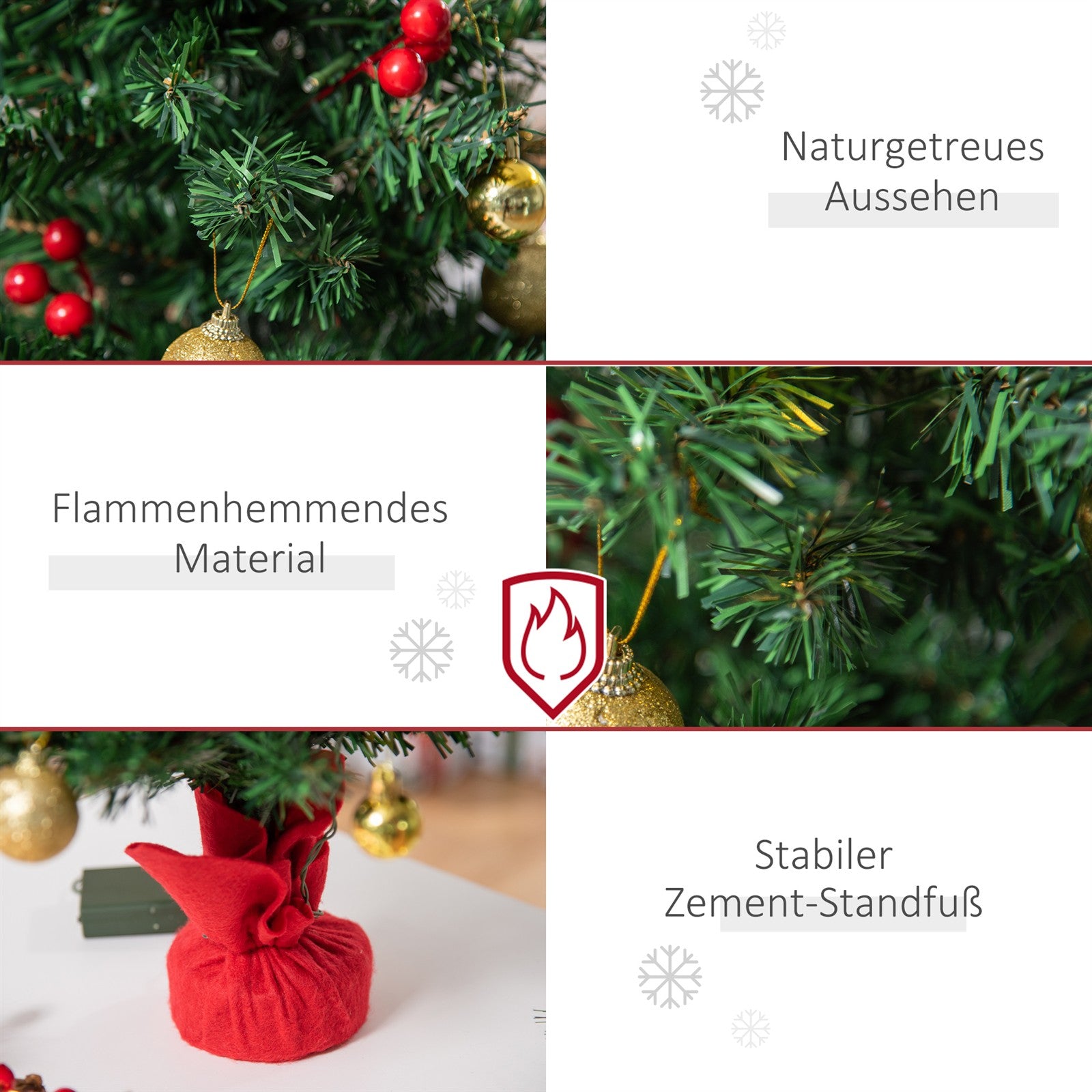 Mini-Weihnachtsbaum Weihnachtsdekoration Weihnachtsdeko, inkl. Weihnachtskugeln und LED-Lichter 60 cm, Mehrfarbig