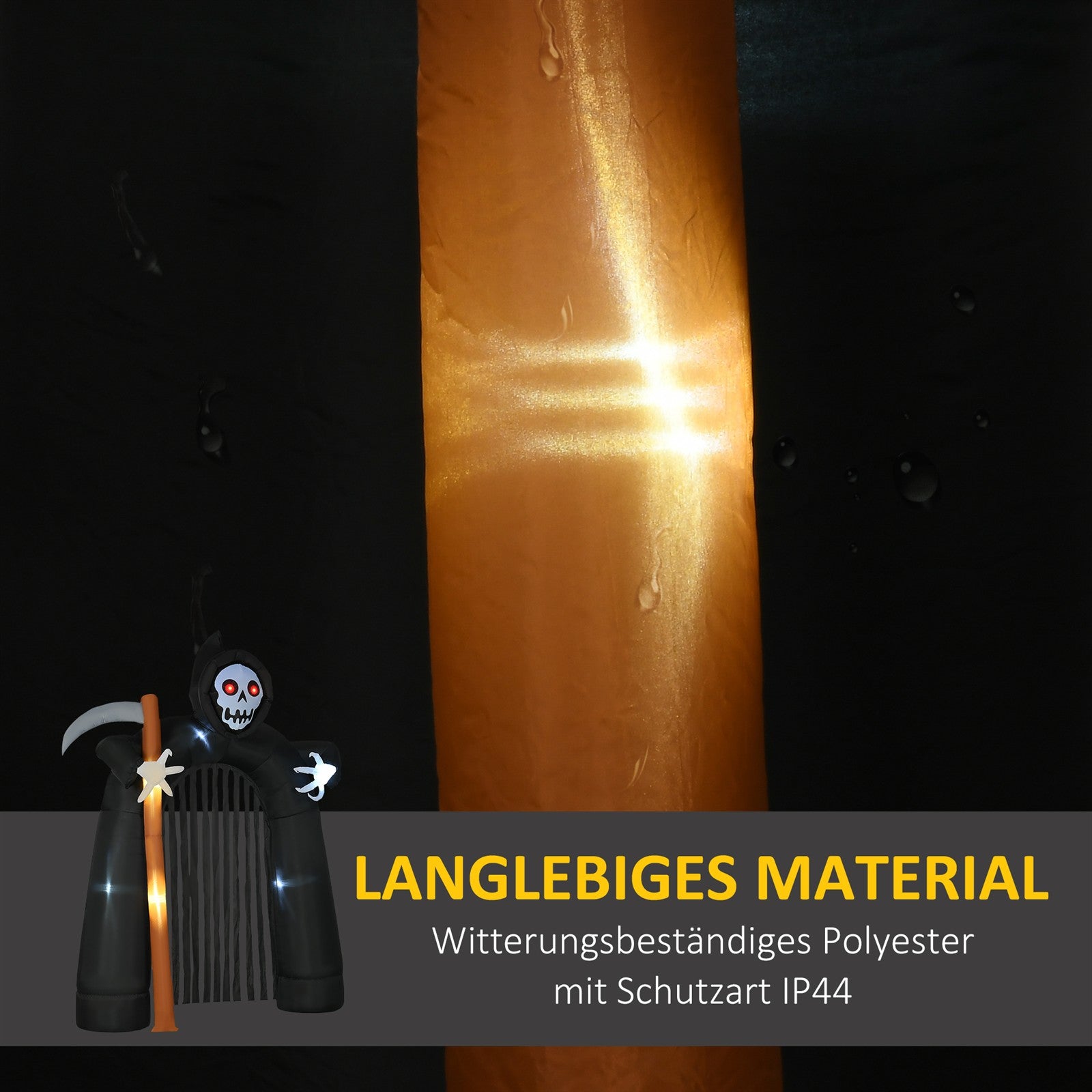Große Halloween-Gartendekoration Sensenmann-Torbogen selbstaufblasbar LED-Beleuchtung 2,85 m