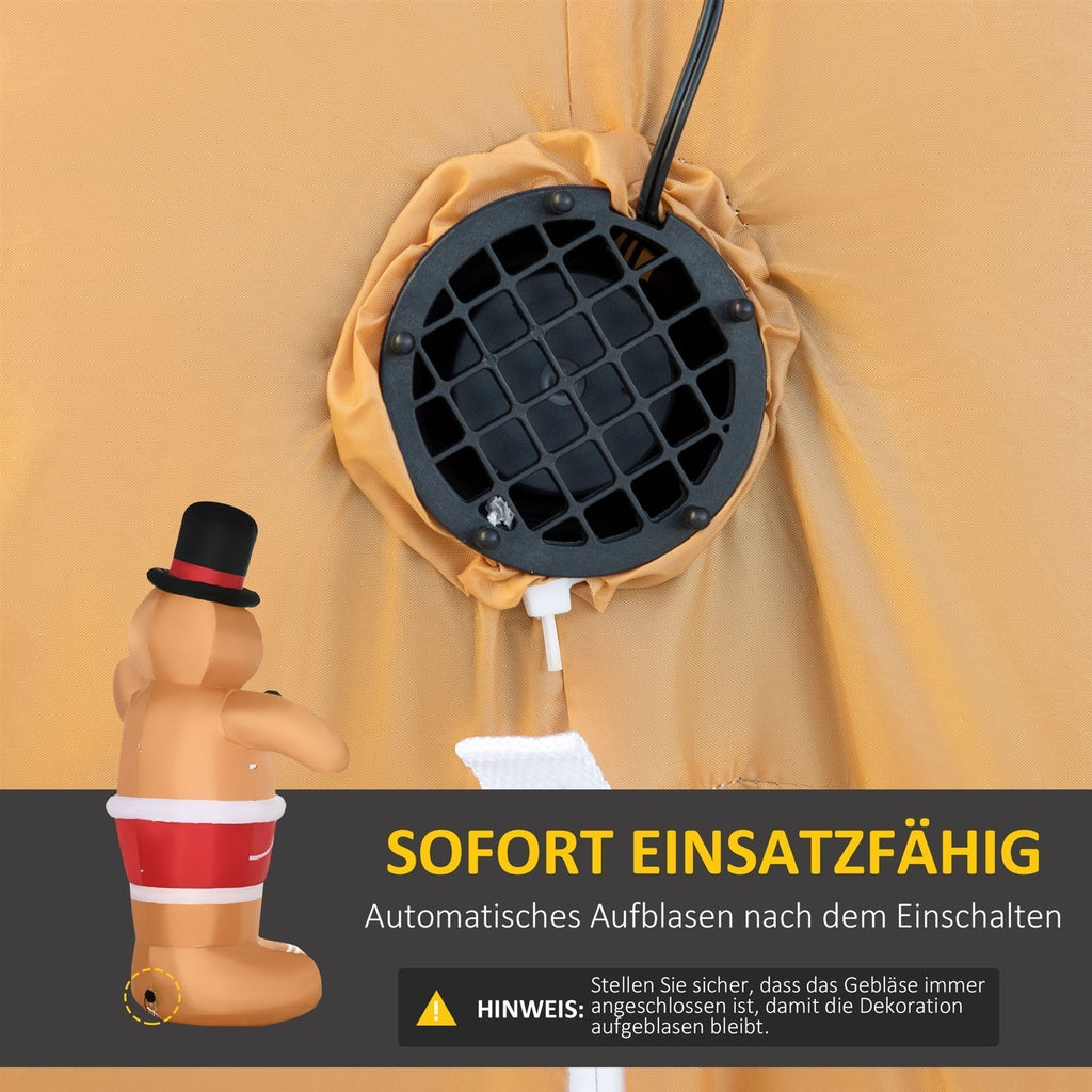Aufblasbare Weihnachtsfiguren Aufblasbarer Lebkuchenmann, 2 m, inkl. Gebläse, Mehrfarbig