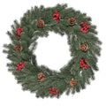 Weihnachtskranz 60 cm Türkranz mit 40 LEDs Zapfen roten Beeren Künstlicher Weihnachtskranz Weihnachten Adventskranz Haustür Kränze für Außen, Innen, Advent, Fenster