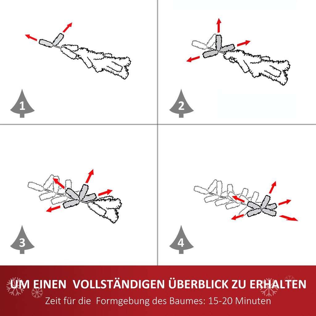 Künstlicher Weihnachtsbaum 120 cm Christbaum künstlich mit Glasfaser und LED-Beleuchtung, 130 Spitzen Tannenbaum inkl. Stahlständer für Drinnen Weiß+Blau