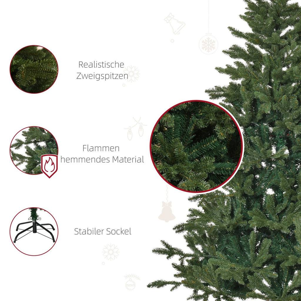 Künstlicher Weihnachtsbaum 180 cm Tannenbaum künstlich mit 748 Spitzen, 3 verschiedenen Blätterformen flammhemmend Christbaum mit Metallständer für drinnen