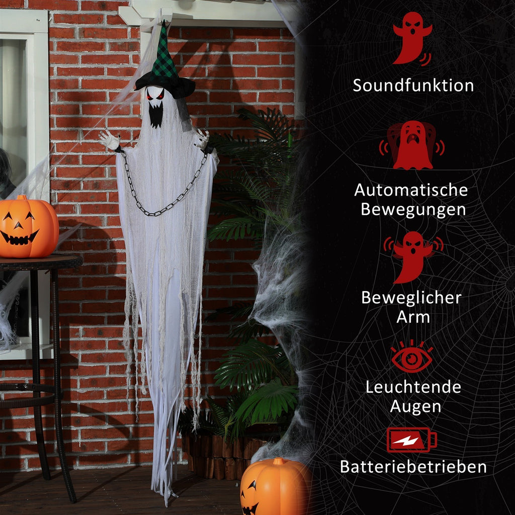 Geister-Dekoration für Halloween, Grusel-Heulen und Bewegung, batteriebetrieben