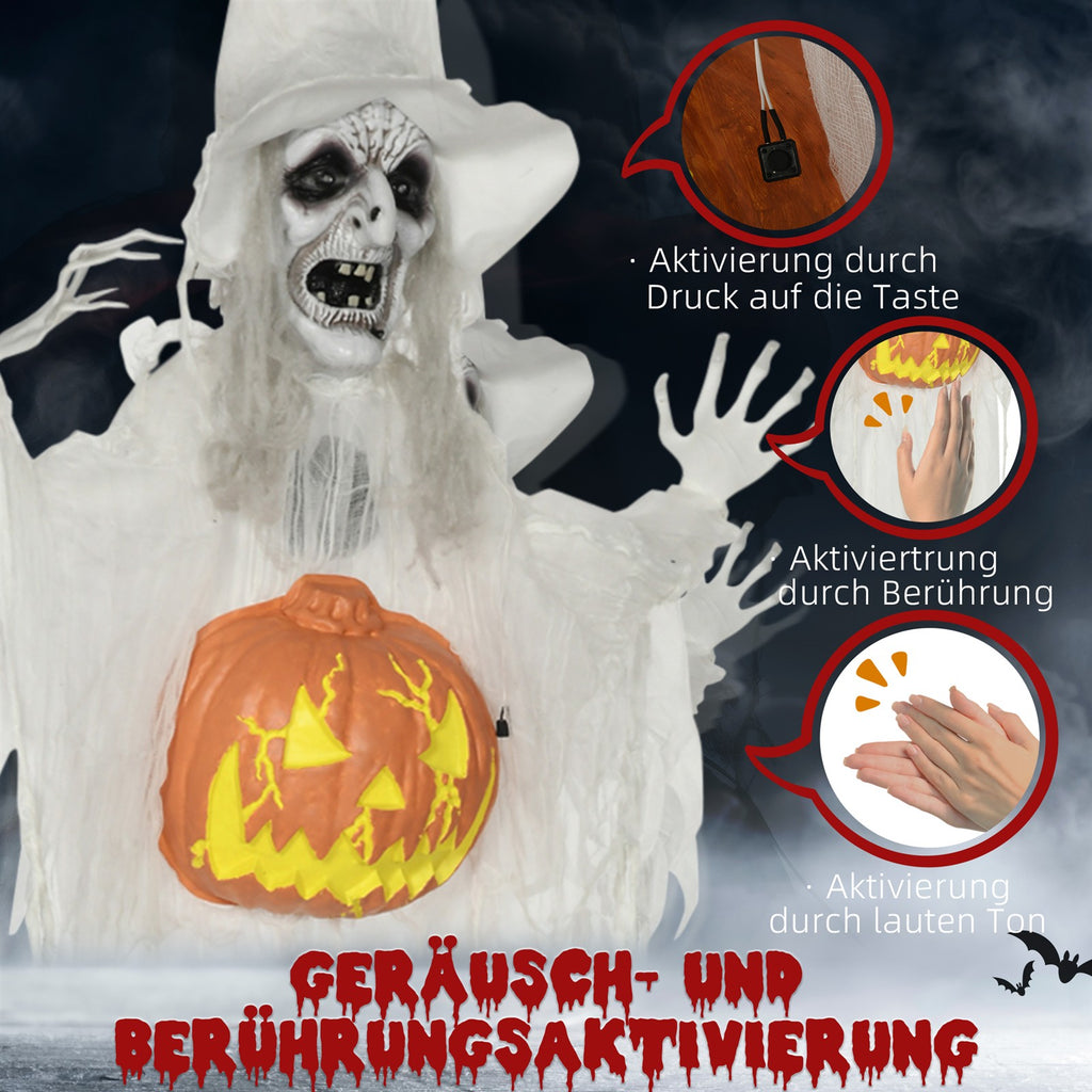 Halloween-Geist, Halloween-Dekoration, Soundfunktion, mit Bewegungssensor und LED-Lichtern, 60 cm x 18 cm x 183 cm