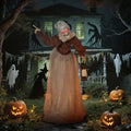 150 cm Halloween Dekoration Halloween Hexe mit LED-Lichter, Soundfunktion verstellbare Arme, Kopf