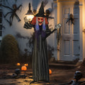 160 cm Halloween Dekoration Halloween Hexe mit LED-Lichter, Soundfunktion verstellbare Arme, Körper