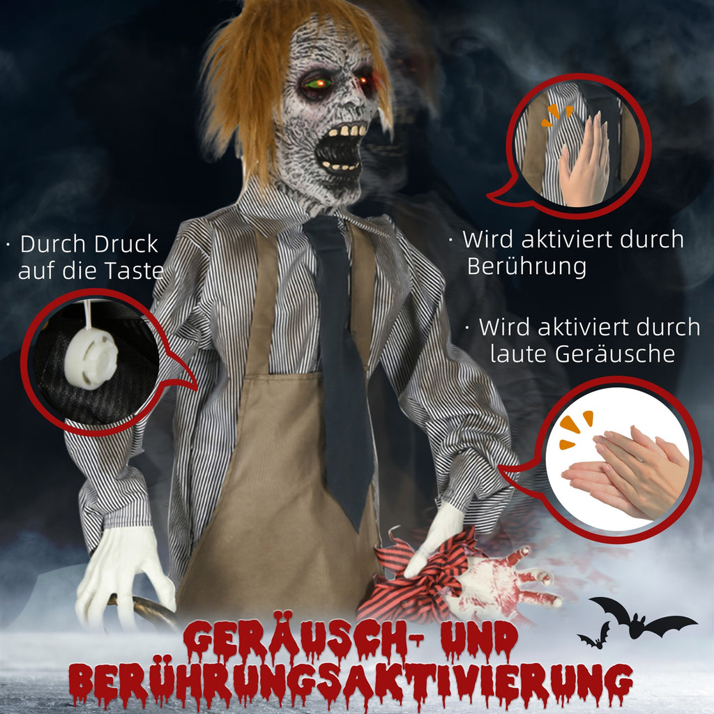 Halloweendeko, Kettensägenmörder, beweglich, Motorsägensound, Schaltautomatik, 1,70 m