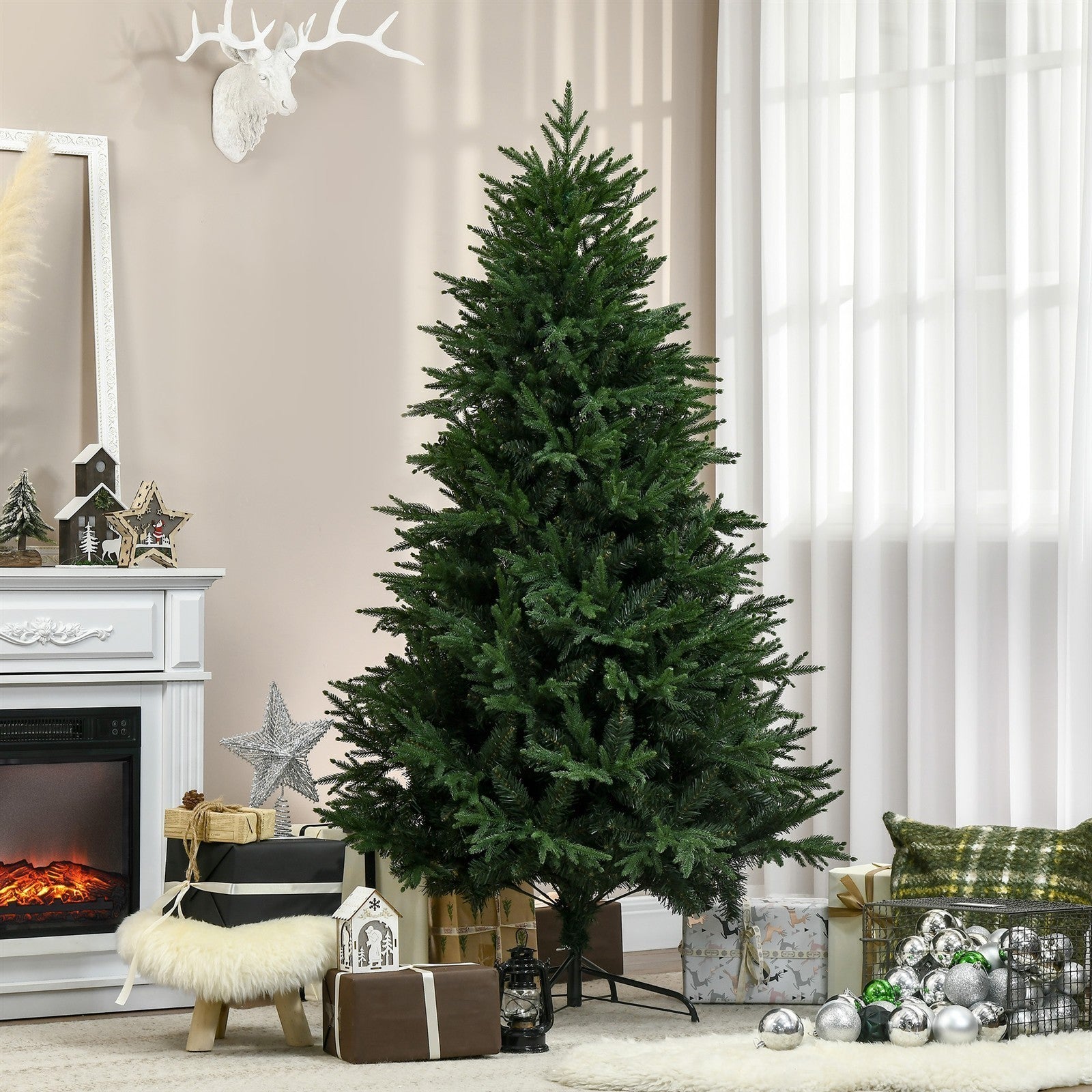 Weihnachtsbaum, Kunsttanne, realistisches Aussehen, schneller Aufbau, Kunststoff, Grün, 114 x 114 x 180cm