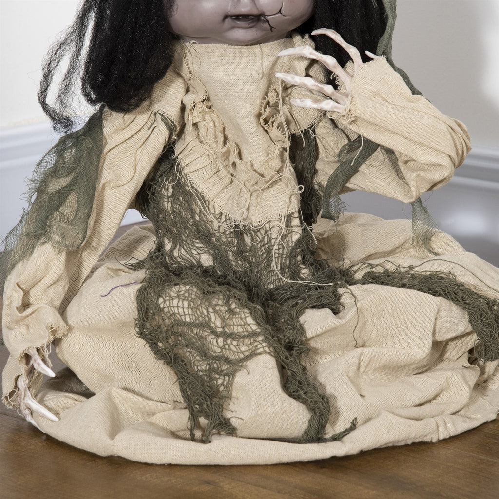 Halloween Dekoration Geisterpuppe mit Spezialeffekten und Soundfunktion 80 cm x 23 cm x 83 cm