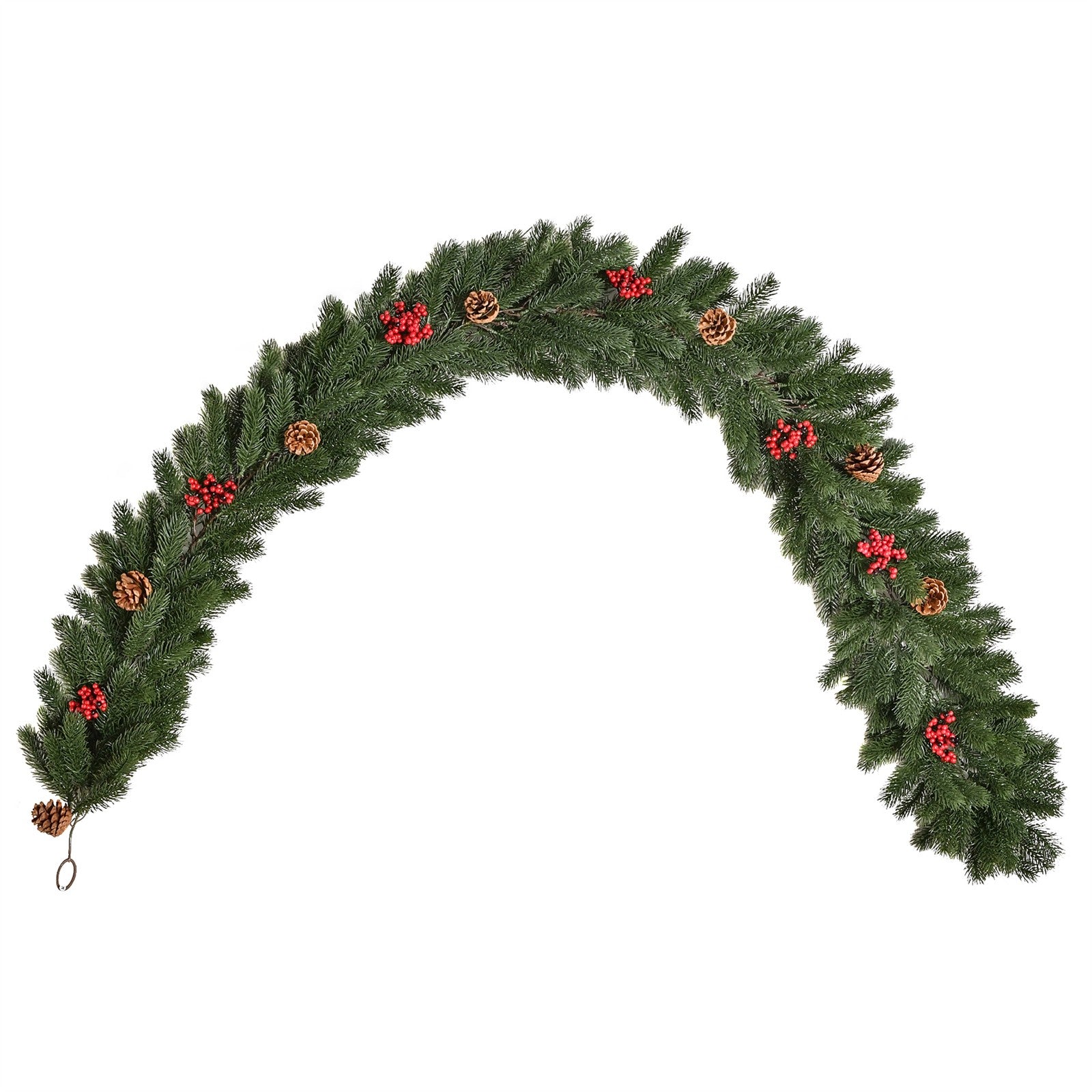 Weihnachtsgirlande 1,9m Tannengirlande Weihnachtsdeko mit Tannenzapfen Beeren Künstliche Girlande Weihnachtsgirlande für Innen & Außen, Grün