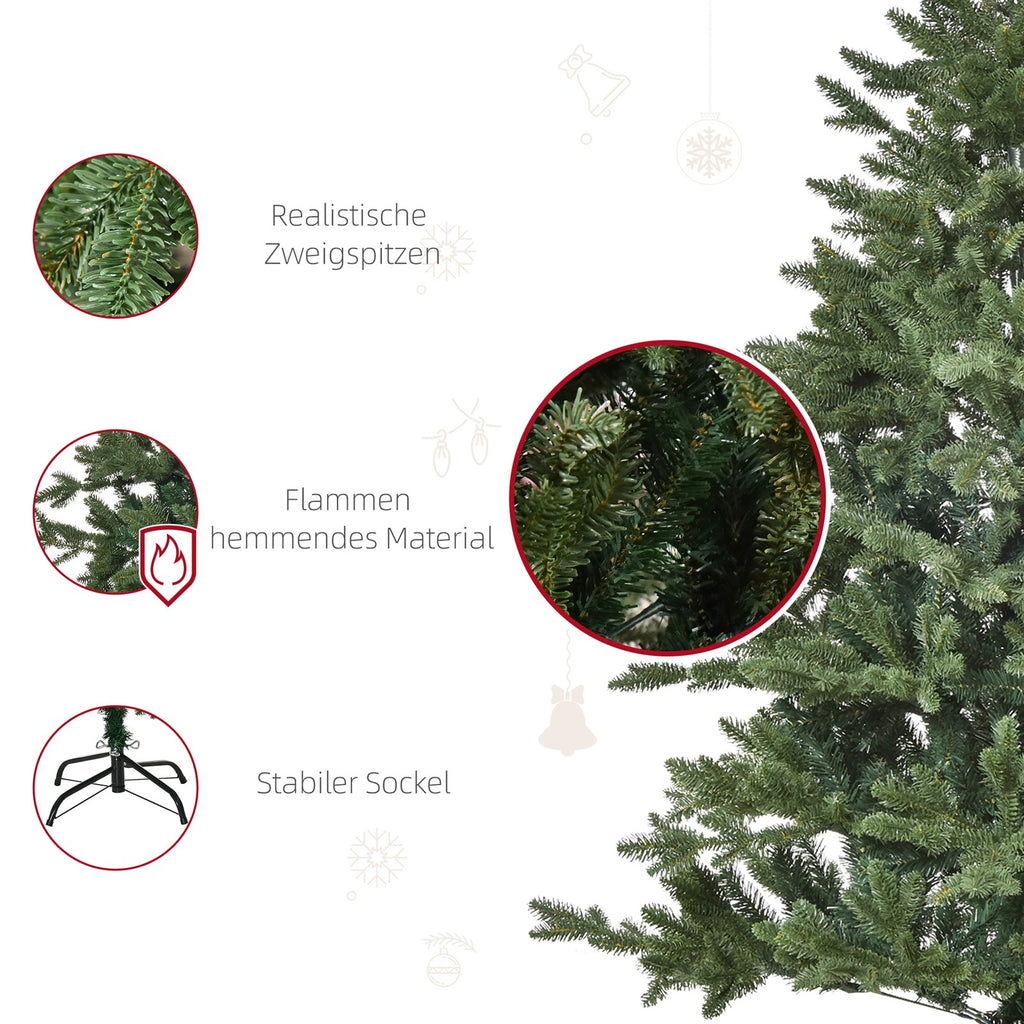 Künstlicher Weihnachtsbaum 150 cm Tannenbaum künstlich mit 444 Spitzen, 3 verschiedenen Blätterformen flammhemmend Christbaum mit Metallständer für drinnen