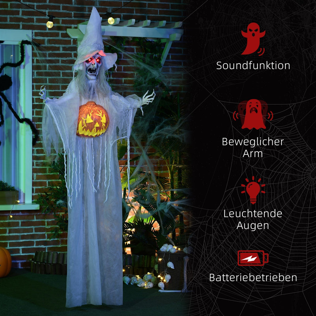 Halloween-Geist, Halloween-Dekoration, Soundfunktion, mit Bewegungssensor und LED-Lichtern, 60 cm x 18 cm x 183 cm