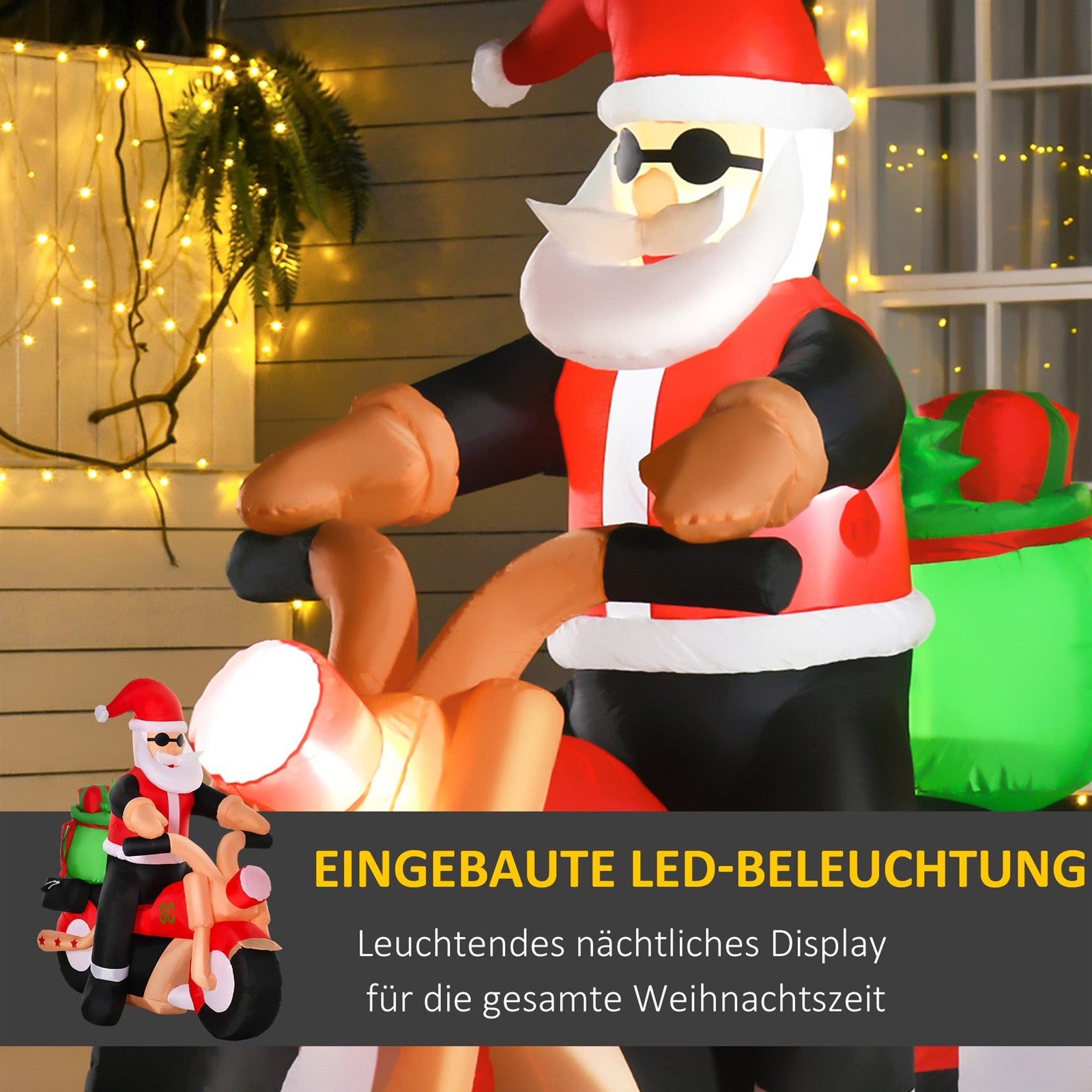 Weihnachtsdeko Aufblasbarer Weihnachtsmann Outdoor-Weihnachtsdekoration, inkl. Gebläse, 1,65 m, Rot + Weiß + Schwarz