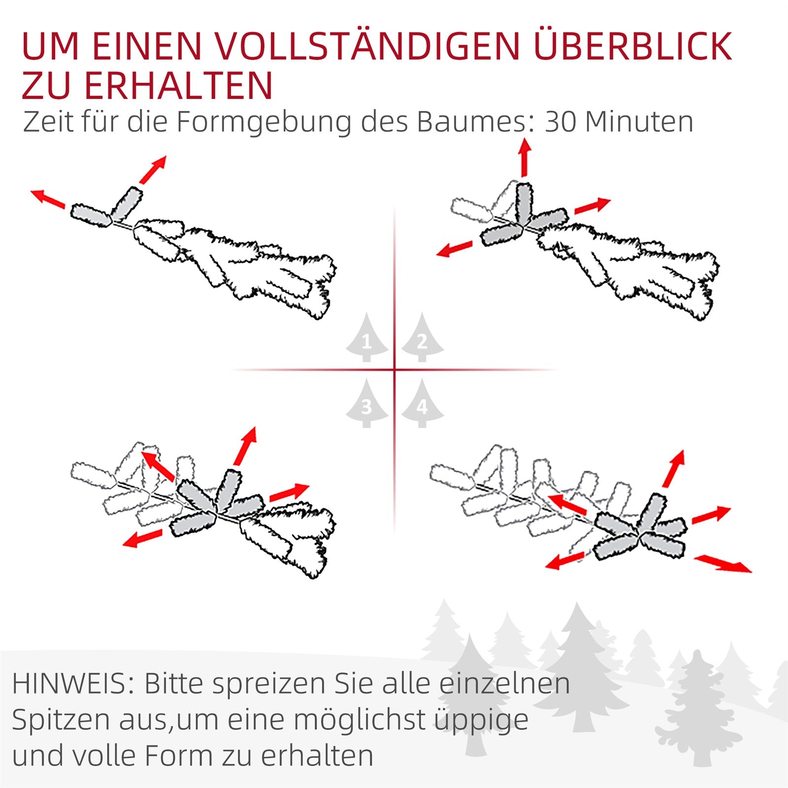 Künstlicher Weihnachtsbaum 180 cm Kieferbaum künstlich mit 795 Spitzen, klappbar Füße Stahlrahmen
