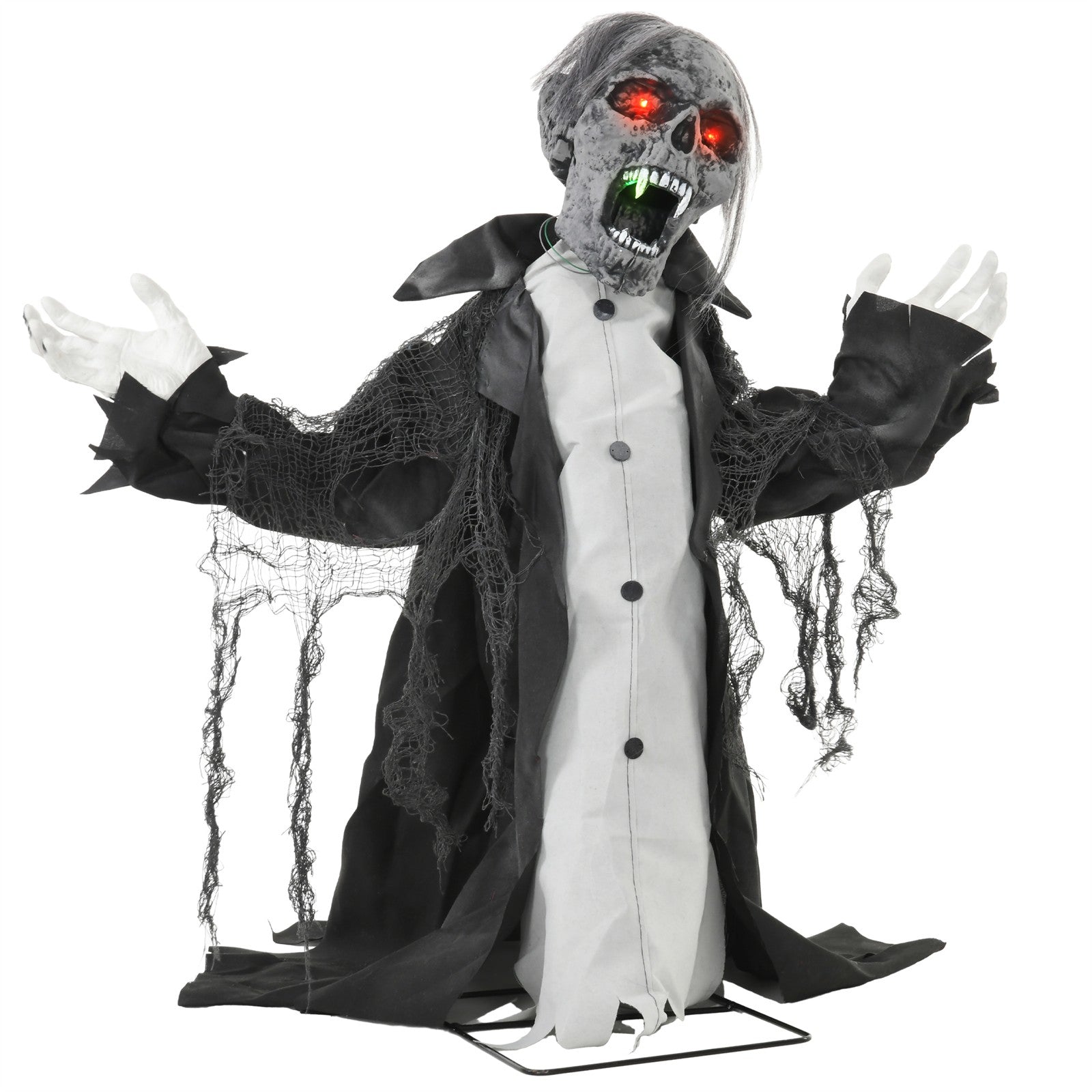 Halloweendeko, Skelett/Zombie, beweglich, Bewegungssensor, LEDs & Sounds, 75 cm