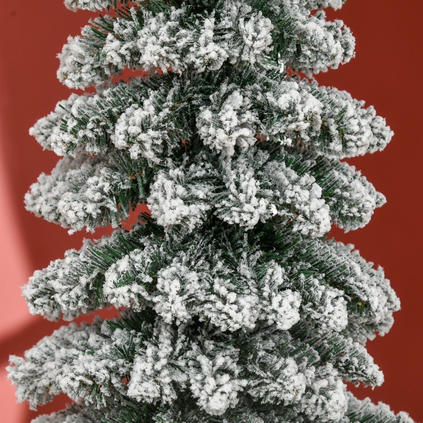 Künstlicher Weihnachtsbaum, schneebedeckt, schmales Design, feuerfest, 180 cm, Grün/Weiß