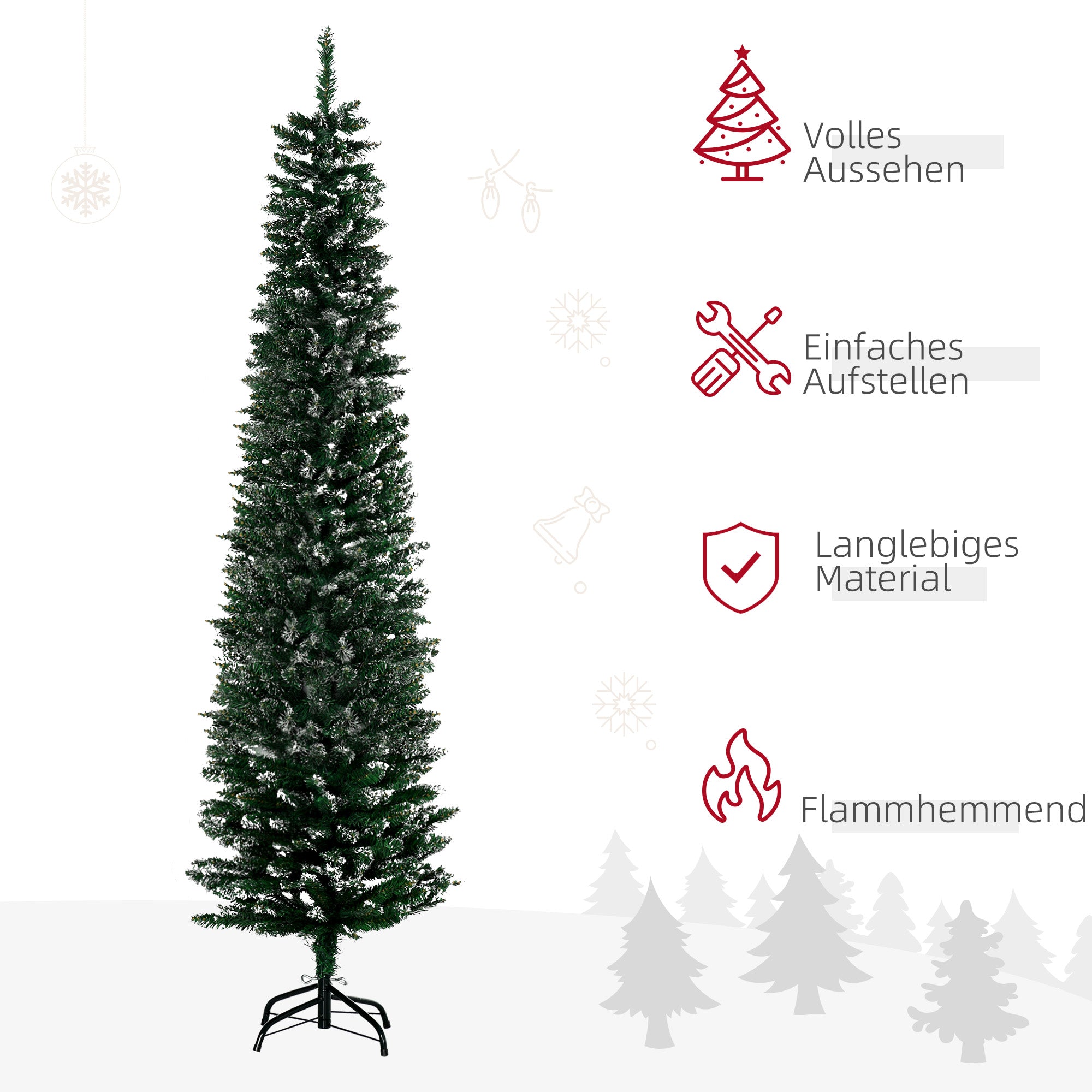 Weihnachtsbaum 190 cm, hoch realistisch, 570 Zweige, feuerfest, stabile Basis, Grün