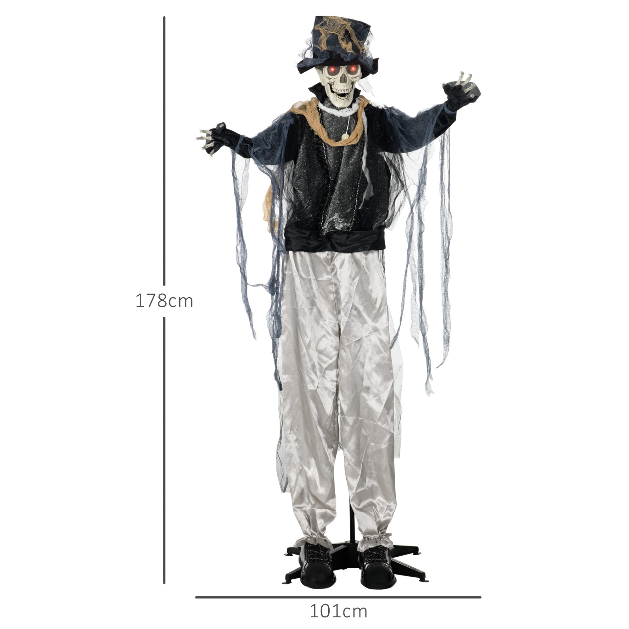 Halloween-Geist, Halloween-Dekoration, Soundfunktion, mit Bewegungssensor und LED-Lichtern, 101 cm x 64 cm x 178 cm