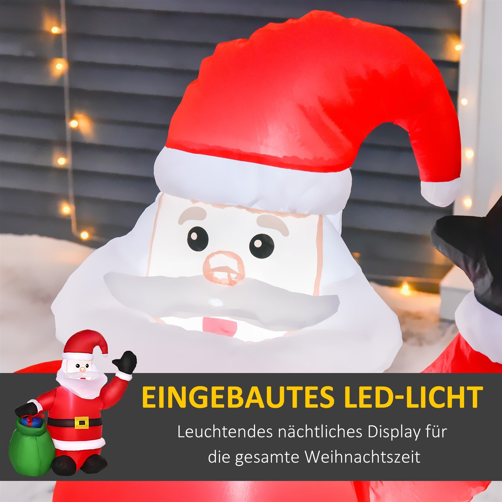 Weihnachtsdeko Aufblasbarer Weihnachtsmann Outdoor-Weihnachtsdekoration, inkl. Gebläse, 1,2 m, Rot + Weiß