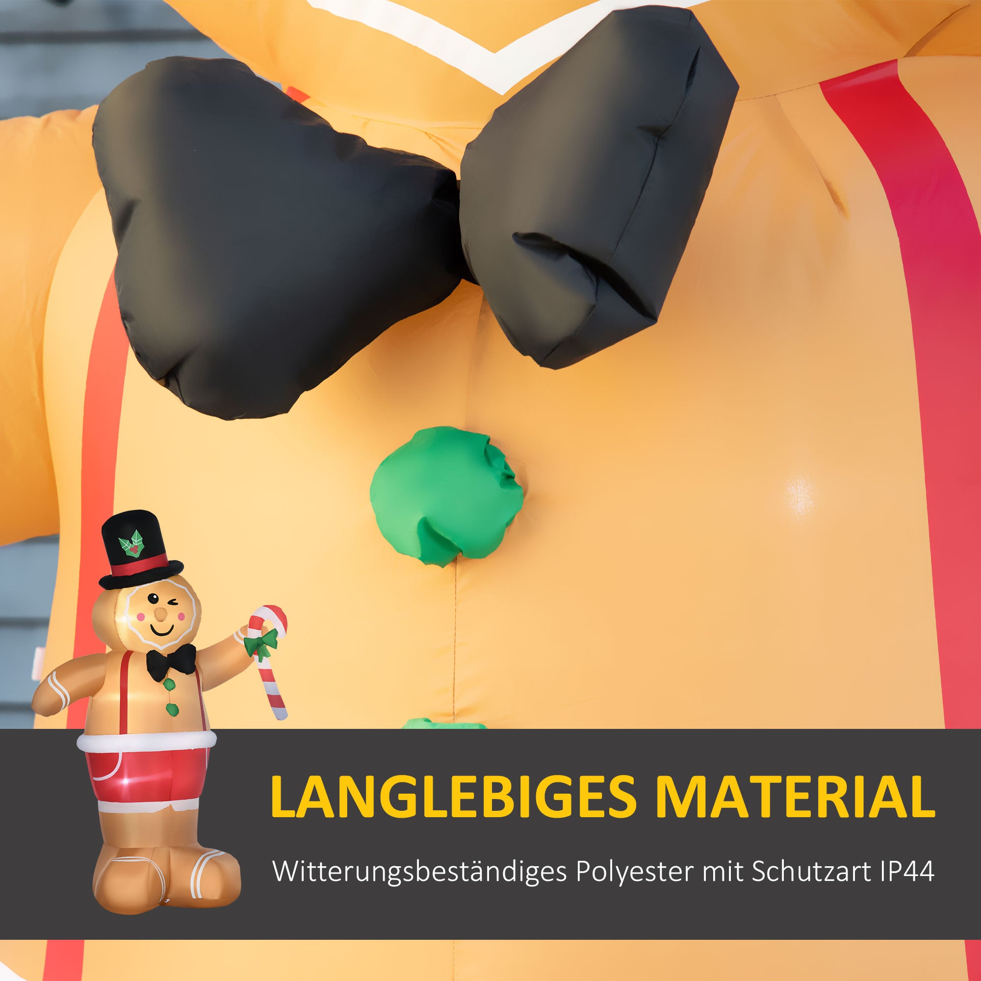 Aufblasbare Weihnachtsfiguren Aufblasbarer Lebkuchenmann, 2 m, inkl. Gebläse, Mehrfarbig
