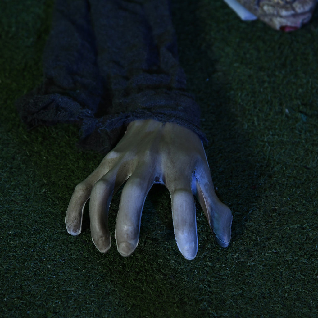 Halloween-Dekoration Zombie, LED-Augen, heult und kriecht, Geräusch- & Bewegungssensor, batteriebetrieben, 159 cm