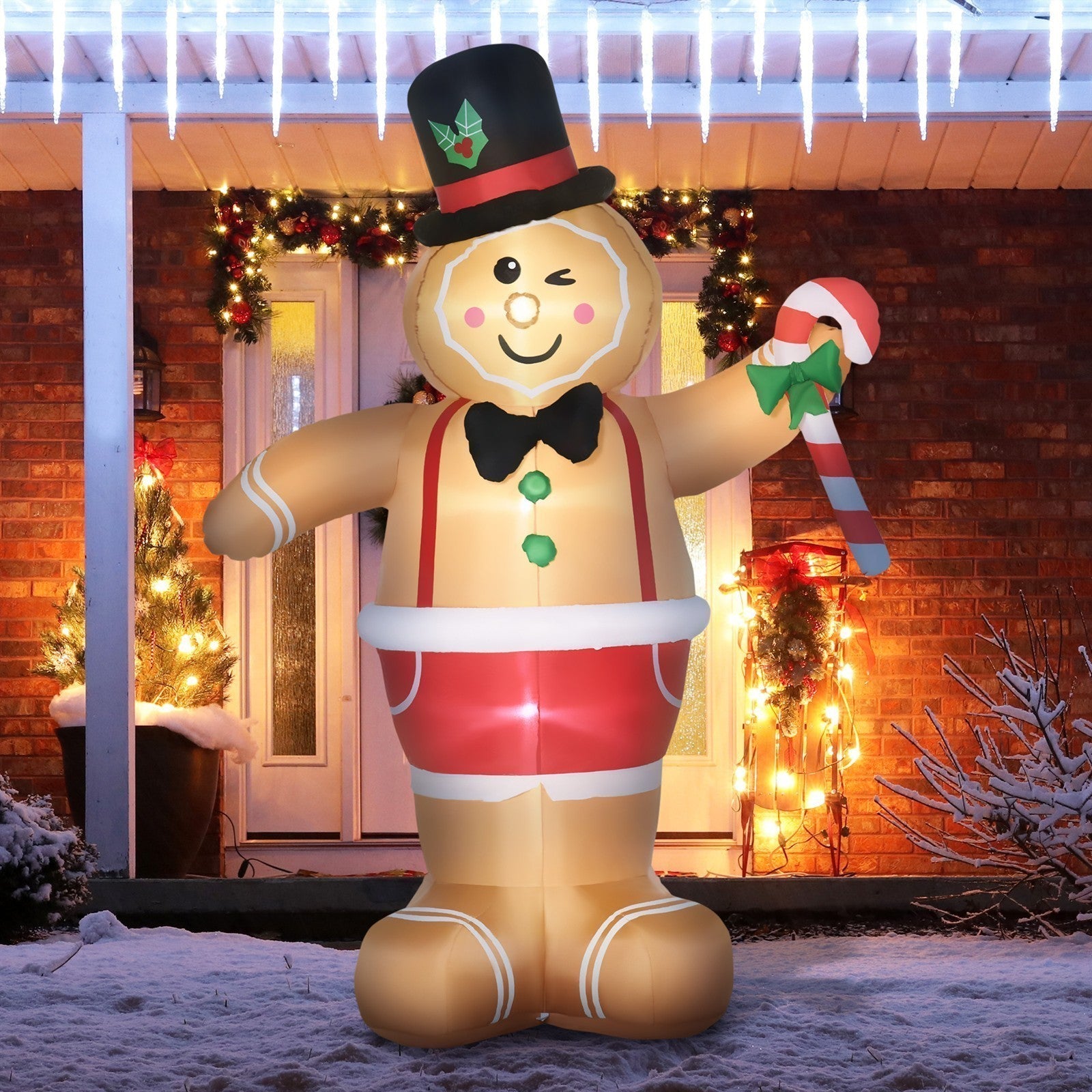 Aufblasbare Weihnachtsfiguren Aufblasbarer Lebkuchenmann, 2 m, inkl. Gebläse, Mehrfarbig