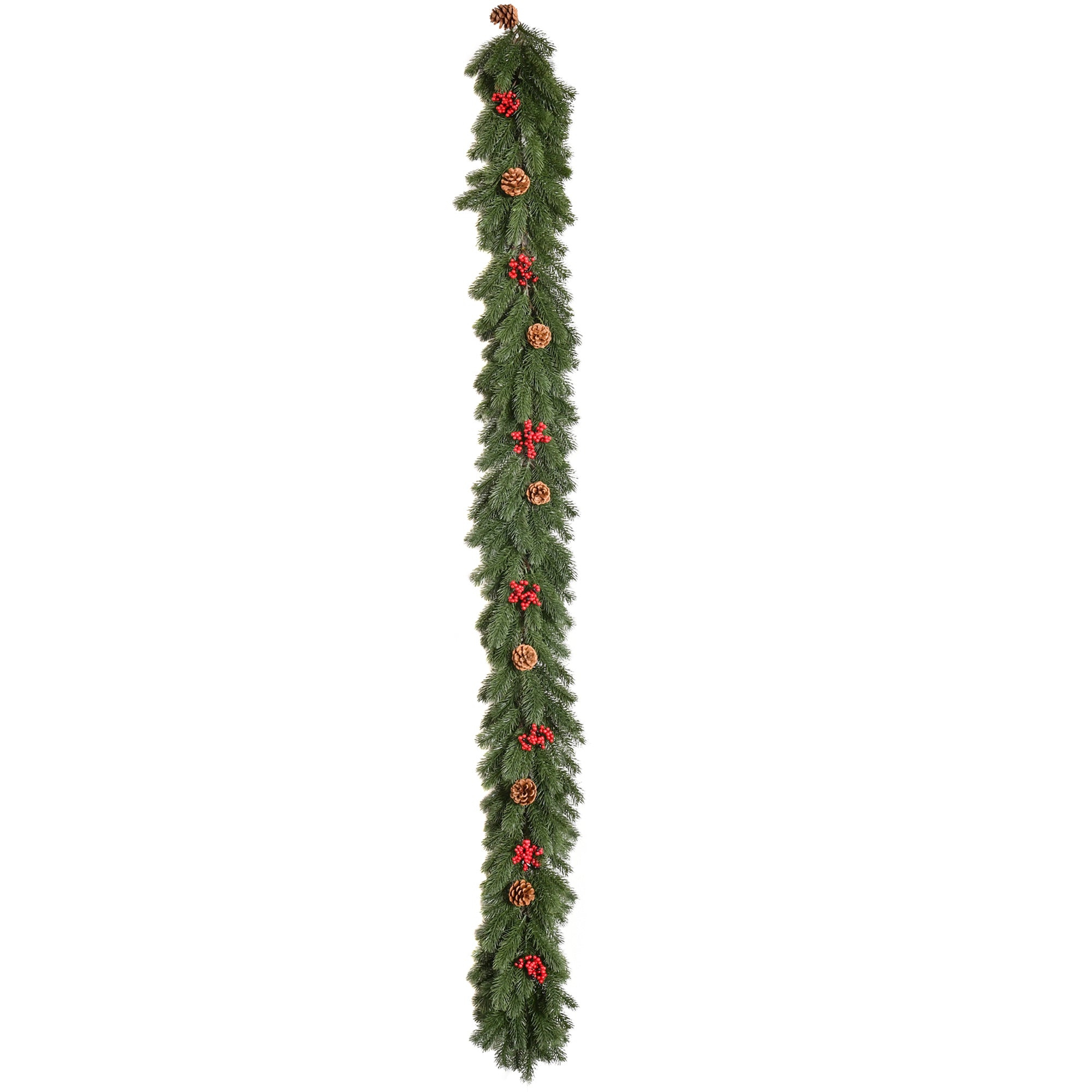 Weihnachtsgirlande 1,9m Tannengirlande Weihnachtsdeko mit Tannenzapfen Beeren Künstliche Girlande Weihnachtsgirlande für Innen & Außen, Grün