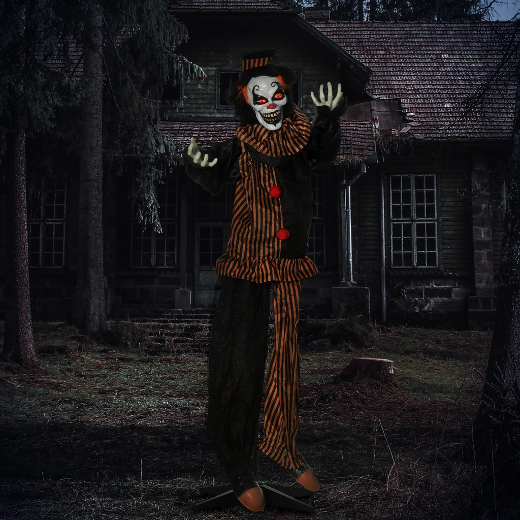 Halloween-Dekoration Horror-Clown mit Spezialeffekten und Soundfunktion 100 cm x 18 cm x 153 cm