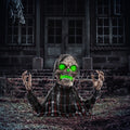 Halloweendekoration Groundbreaker-Skelett, biegsame Arme, leuchtende Augen, unheimliches Heulen