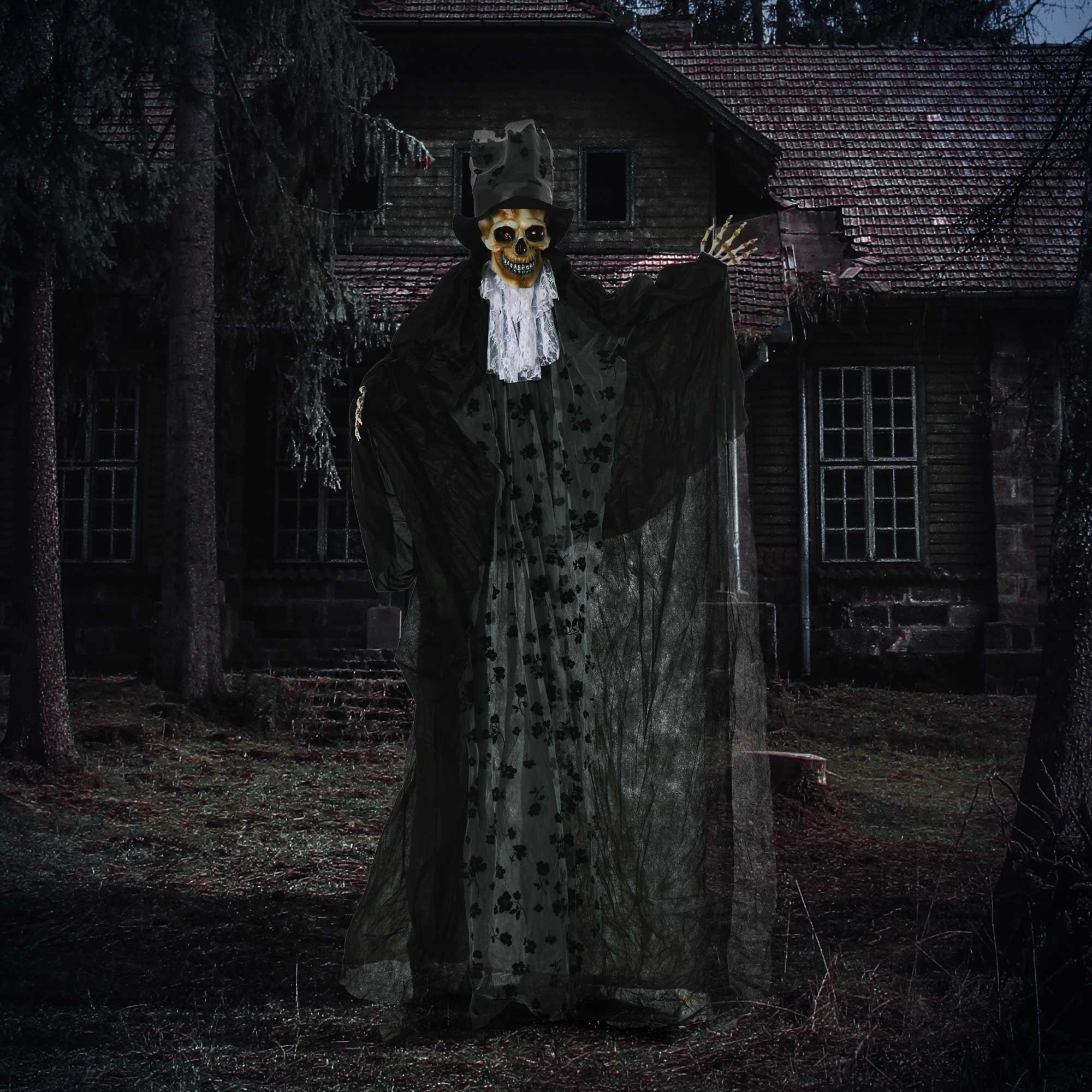 Halloween-Dekoration Gespenst Bräutigam mit Spezialeffekten und Soundfunktion 115 cm x 65 cm x 189 cm