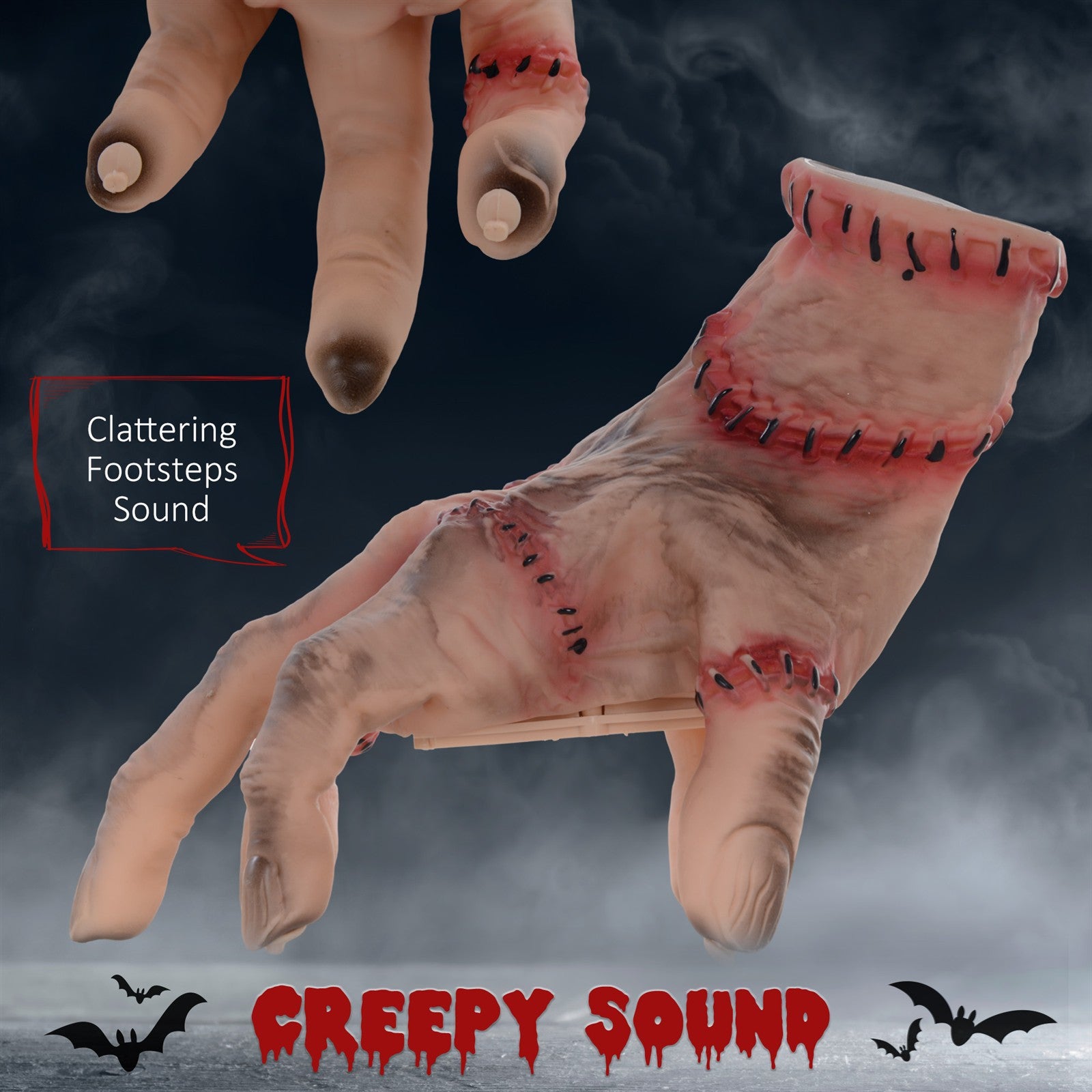 Horror-Hand, Helloweendeko, aktiviert mit Geräusche/Berührung, beweglich, Sound