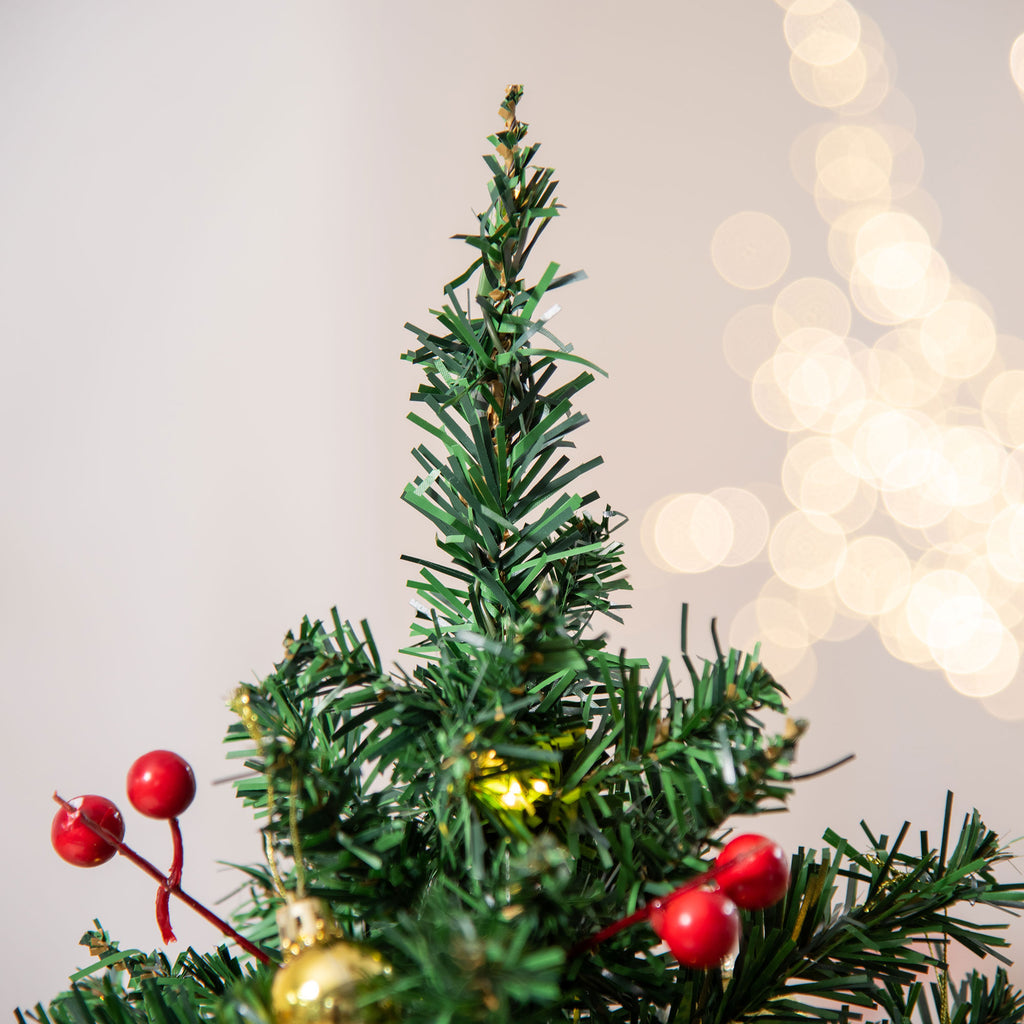 Mini-Weihnachtsbaum Weihnachtsdekoration Weihnachtsdeko, inkl. Weihnachtskugeln und LED-Lichter 60 cm, Mehrfarbig