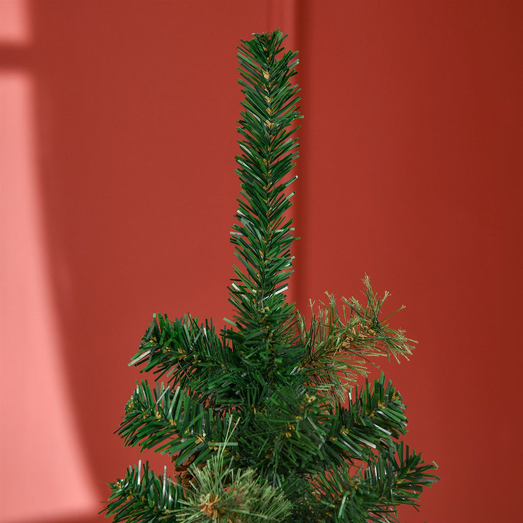 Künstlicher Weihnachtsbaum, schlank, Tannenzapfen, flammenhemmend, 46 x 165 cm, Grün
