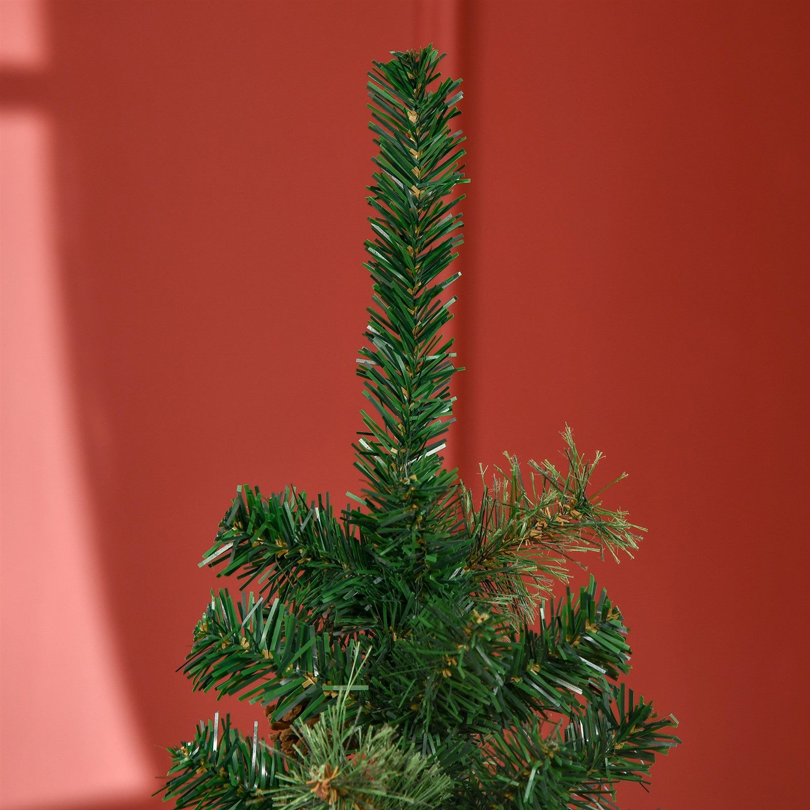 Künstlicher Weihnachtsbaum, schlank, Tannenzapfen, flammenhemmend, 46 x 165 cm, Grün