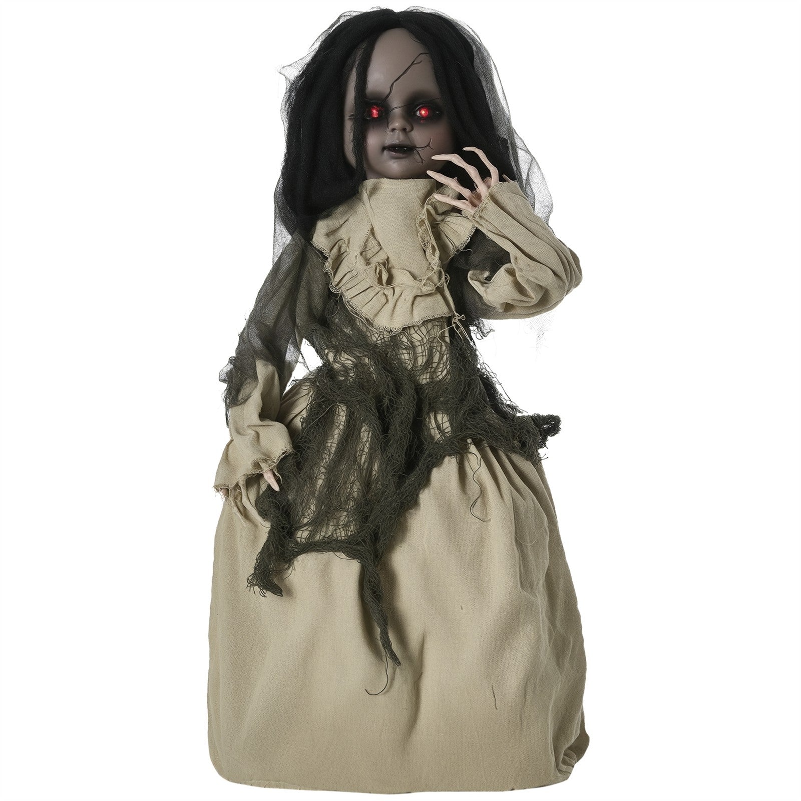 Halloween Dekoration Geisterpuppe mit Spezialeffekten und Soundfunktion 80 cm x 23 cm x 83 cm