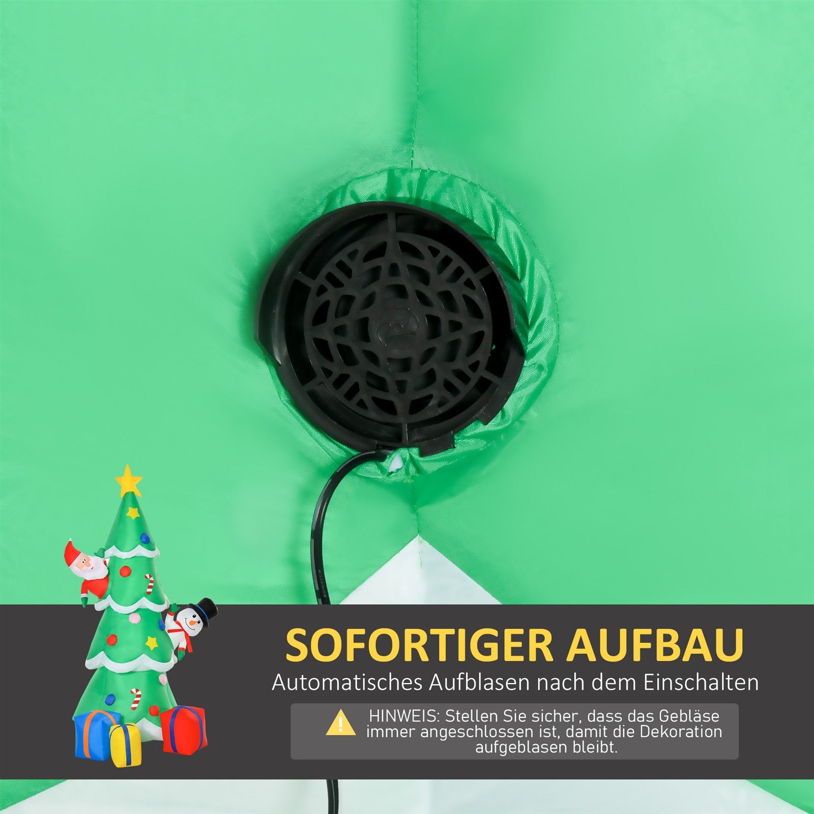 210 cm Aufblasbarer Weihnachtsbaum mit Weihnachtsmann Schneemann und Geschenkbox Weihnachtsdeko mit LED Selbstaufblasend für Außen Innen Garten Hof Party Dekoration