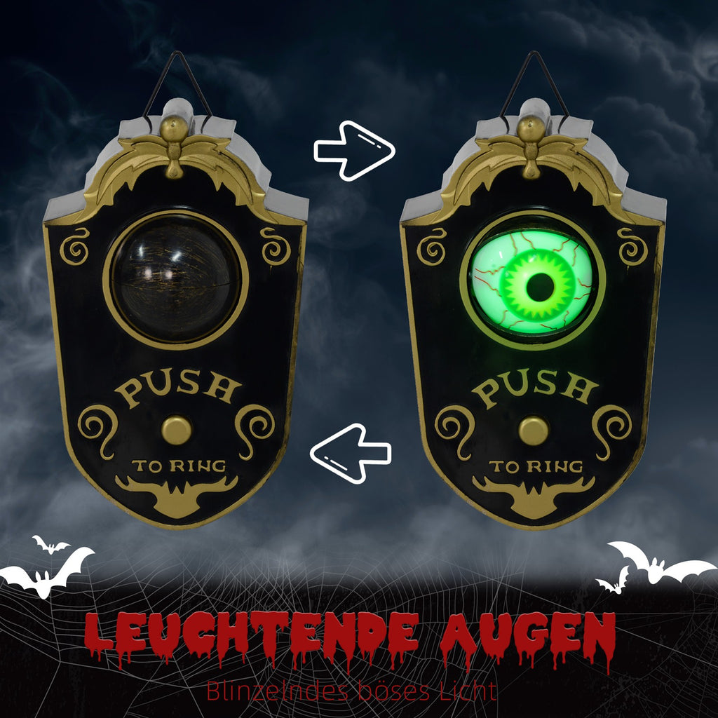 Halloweendeko, Türglocke mit Horror-Auge, Geräusch- & Touchsensor, beweglich, grünes Licht