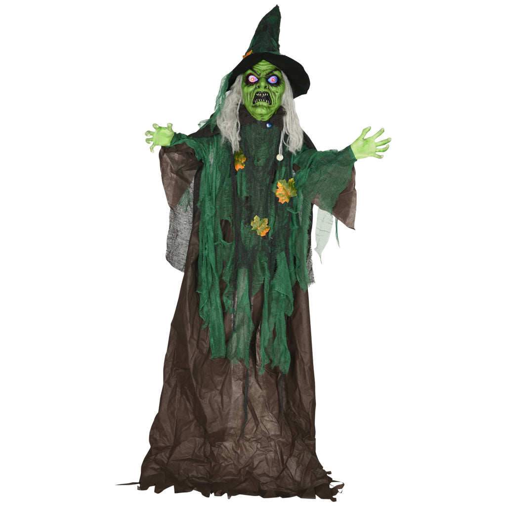 Halloween-Hexe, Halloween-Dekoration, Soundfunktion, mit Bewegungssensor und LED-Lichtern, 60 cm x 18 cm x 183 cm