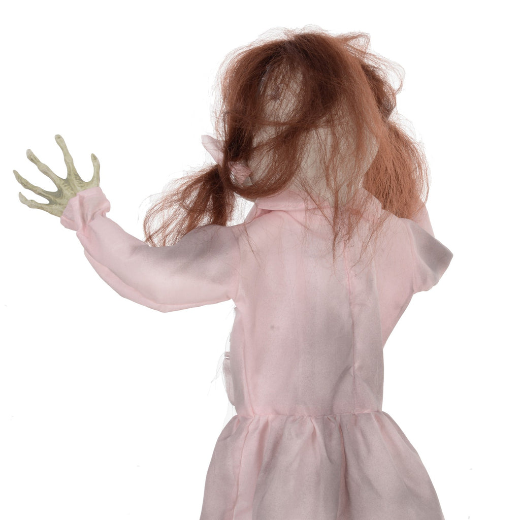 Horrorpuppe, Helloweendeko, aktiviert mit Geräusche/Berührung, rote Augen, Sound, 76 cm