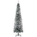 Künstlicher Weihnachtsbaum 225 cm Bleistift Kiefernbaum mit Schnee, 738 Spitzen für drinnen