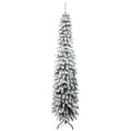 Künstlicher Weihnachtsbaum, schneebedeckt, schmales Design, feuerfest, 210 cm, Grün/Weiß